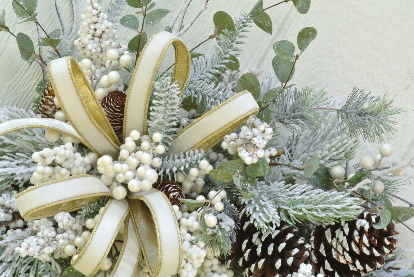 Flocked Pine and White Berry Wreath